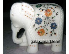 5" height inlay work white elephant  e-509